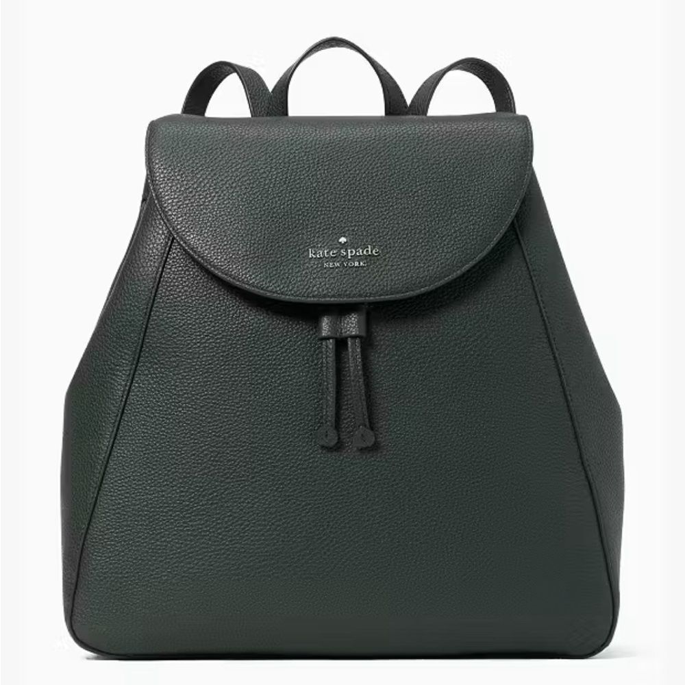 Kate Spade Leila large flap green leather backp NWOT